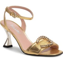 Sandały POLLINI - SA16137C1ATJ0901 Metal Gold. Żółte klapki damskie Pollini, z aplikacjami, ze skóry, bez obcasa, na obcasie. W wyprzedaży za 939,00 zł.