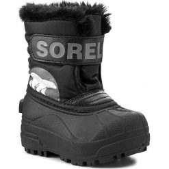 Śniegowce SOREL - Toddler Snow Commander NV1877 Black/Charcoal 010. Czarne śniegowce chłopięce Sorel, bez zapięcia. W wyprzedaży za 149,00 zł.
