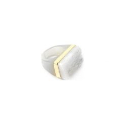 InspiRING Kryształ Górski i Agat 1/4 złoto roz.13. Białe pierścionki damskie Brazi druse jewelry, z agatem, złote. Za 320,00 zł.