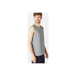 Koszulka bez rękawów Gym & Pilates 500 regular męska. Niebieskie koszulki męskie DOMYOS, xl, bez wzorów, z elastanu, bez kołnierzyka, bez rękawów. Za 19,99 zł.
