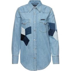 Koszula Calvin Klein Jeans Foundation Western J20J211421. Niebieskie bluzki damskie Calvin Klein Jeans, m, bez wzorów, z bawełny, bez kołnierzyka, bez rękawów. W wyprzedaży za 289,00 zł.