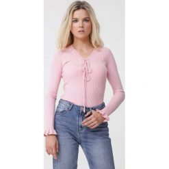 Różowy Sweter Reign. Różowe swetry damskie Born2be, xl, bez wzorów, prążkowane, bez rękawów, długie, bez kaptura. Za 69,99 zł.