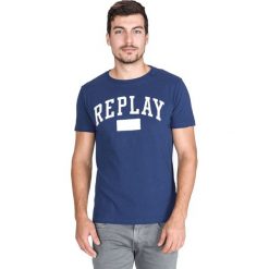 Replay Koszulka Niebieski. Niebieskie podkoszulki męskie Replay, m, z nadrukiem, z bawełny, bez kołnierzyka, krótkie. Za 206,95 zł.