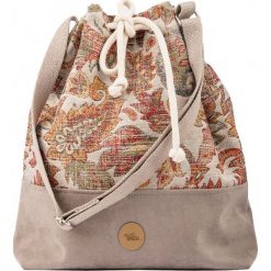 Torebka worek "BUCKET BAG", kolor taupe z żakardem. Torebki worki damskie me&BAGS, w paski, z tkaniny, boho, na ramię, duże, bez dodatków. Za 219,00 zł.