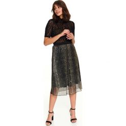 Spódnica za kolano. Czarne spódniczki damskie na zimę, z nadrukiem, eleganckie, krótkie, mini. W wyprzedaży za 49,99 zł.