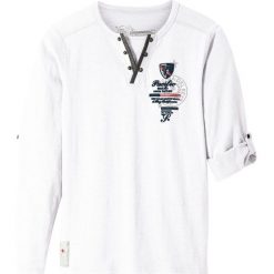 Shirt z długim rękawem bonprix biały z nadrukiem. Białe koszule chłopięce marki bonprix, z nadrukiem, bez kołnierzyka, z długim rękawem, długie. Za 32,99 zł.