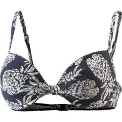 Biustonosz bikini w kolorze granatowo-białym. Niebieskie bikini Najlepsze stroje na plażę, z materiału. W wyprzedaży za 69,95 zł.