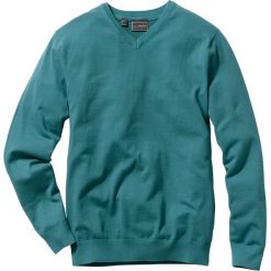 Swetry klasyczne męskie: Sweter z dekoltem w serek Regular Fit bonprix niebieskozielony morski