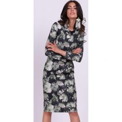Sukienka w kolorze czarno-zielonym. Czarne sukienki damskie Jesienny butik, xs, bez wzorów, ze stójką, bez rękawów, midi. W wyprzedaży za 129,95 zł.