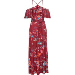 Sukienka letnia bonprix ciemnoczerwony w kwiaty. Czerwone sukienki damskie bonprix, na lato, w kwiaty, bez kołnierzyka, bez rękawów. Za 149,99 zł.