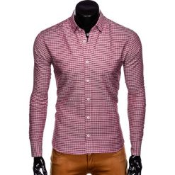 KOSZULA MĘSKA W KRATĘ Z DŁUGIM RĘKAWEM K440 - CZERWONA. Czerwone koszule męskie marki Ombre Clothing, s, z bawełny, z długim rękawem. Za 39,00 zł.