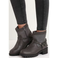 Szare Botki Anklecuff. Szare buty zimowe damskie Born2be, na niskim obcasie, na płaskiej podeszwie. Za 89,99 zł.