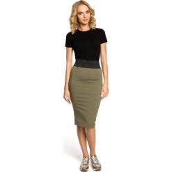 GEMMA Ołówkowa spódnica tuba wysoka talia - khaki. Żółte spódniczki damskie marki Moe, s, bez wzorów, z dzianiny, midi, ołówkowe. Za 89,00 zł.