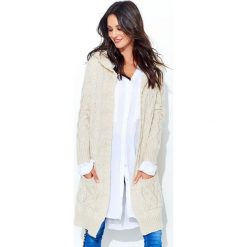 Numinou sweter damski NU_s36 uniwersalny, kremowy. Białe swetry damskie Numinou, s, w paski, eleganckie, z długim rękawem, długie, z kapturem. Za 269,00 zł.