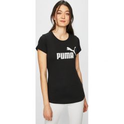 Puma - Top. Białe bluzki damskie marki Puma, s, z nadrukiem, z bawełny, z okrągłym kołnierzem, z krótkim rękawem. Za 89,90 zł.