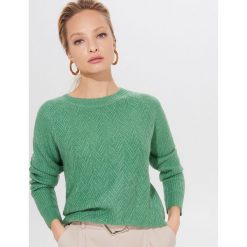 Sweter ze splotem w jodełkę - Turkusowy. Niebieskie swetry damskie Mohito, s. Za 119,99 zł.