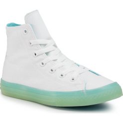 Sneakersy CONVERSE - Ctas Hi White/Bleached Aqua. Białe półbuty damskie Converse, z gumy. W wyprzedaży za 159,00 zł.