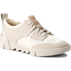 Półbuty CLARKS - Tri Spirit 261336674 White Combi. Brązowe półbuty damskie skórzane marki Clarks, na płaskiej podeszwie. W wyprzedaży za 229,00 zł.
