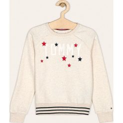 Tommy Hilfiger - Bluza dziecięca 128-176 cm. Brązowe bluzy dziewczęce TOMMY HILFIGER, z nadrukiem, z bawełny, bez rękawów, bez kaptura. Za 319,90 zł.