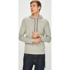 Tommy Hilfiger - Bluza. Szare bluzy męskie TOMMY HILFIGER, xxl, z nadrukiem, z bawełny, z kapturem, bez rękawów, z kapturem. W wyprzedaży za 299,90 zł.
