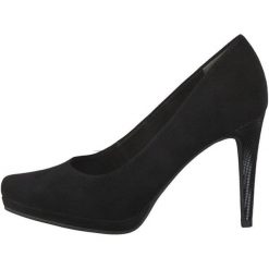 Tamaris Czółenka Damskie 38 Czarne. Czarne buty ślubne damskie marki Tamaris, z materiału, na wysokim obcasie, na obcasie. W wyprzedaży za 186,00 zł.
