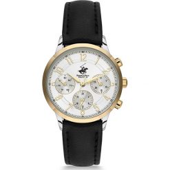 Zegarek kwarcowy w kolorze biało-czarno-złotym. Żółte, analogowe zegarki damskie Beverly Hills Polo Club, złote. W wyprzedaży za 309,95 zł.