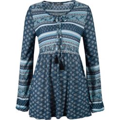 Tunika shirtowa z nadrukiem bonprix ciemnoniebieski "paisley". Niebieskie tuniki damskie bonprix, z nadrukiem, bez kołnierzyka, bez rękawów. Za 74,99 zł.
