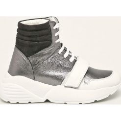 Twinset - Buty skórzane. Szare buty sportowe damskie Twinset, bez wzorów, ze skóry, sportowe. W wyprzedaży za 499,90 zł.