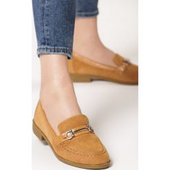 Camelowe Mokasyny Cope. Brązowe mokasyny damskie Born2be, z jeansu, eleganckie. Za 69,99 zł.