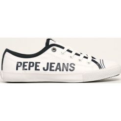 Pepe Jeans - Tenisówki Gery Branding. Białe trampki i tenisówki damskie Pepe Jeans, bez wzorów, z jeansu, na sznurówki. W wyprzedaży za 159,90 zł.