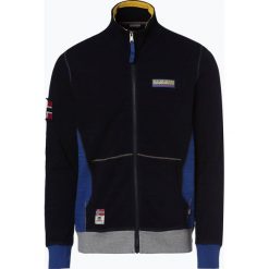 Napapijri - Męska bluza rozpinana, niebieski. Niebieskie bluzy męskie marki Napapijri, xl, z nadrukiem, z bawełny, z kontrastowym kołnierzykiem, bez rękawów, bez kaptura. Za 739,95 zł.