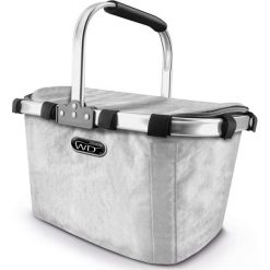 Shopper bag damskie: Kosz termiczny w kolorze srebrnym na zakupy – 40 x 22 x 27 cm