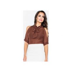 Bluzka113 Brąz. Pomarańczowe bluzki damskie FIGL, xl, bez wzorów, bez kołnierzyka, bez rękawów. Za 79,00 zł.