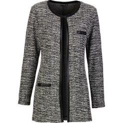 Żakiet z przędzy boucle bonprix czarno-biel wełny. Czarne żakiety damskie bonprix, z haftami, z wełny. Za 129,99 zł.
