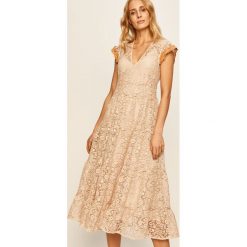 Pinko - Sukienka. Sukienki damskie Pinko, l, w koronkowe wzory, z poliesteru, z włoskim kołnierzykiem, z krótkim rękawem, krótkie, midi, rozkloszowane. Za 1599,00 zł.