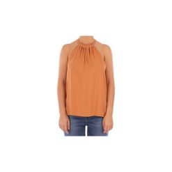 Bluzki Manila Grace TOP SCOLLO AMERICANA. Pomarańczowe bluzki damskie Manila Grace, bez wzorów, bez kołnierzyka. Za 587,37 zł.