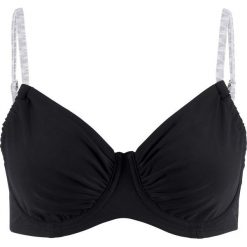 Biustonosz bikini na fiszbinach bonprix czarno-szary. Czarne bikini bonprix, z nadrukiem. Za 44,99 zł.