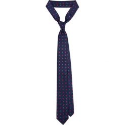 Krawat Granatowy w Czerwone Kwiatki. Czerwone krawaty męskie LANCERTO, w kwiaty, z tkaniny, eleganckie. Za 79,90 zł.