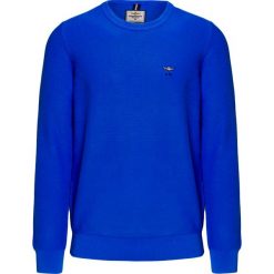 Sweter AERONAUTICA MILITARE. Niebieskie swetry męskie Aeronautica Militare, z aplikacjami, z dzianiny, bez kołnierzyka, bez kaptura. Za 480,00 zł.