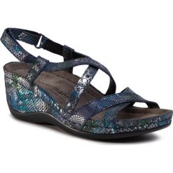Sandały BERKEMANN - Coletta 01751 Shiny Peacock 039. Niebieskie klapki damskie Berkemann, bez wzorów, ze skóry, bez obcasa, na koturnie. W wyprzedaży za 349,00 zł.