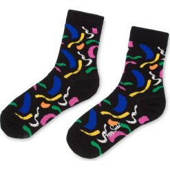 Skarpety Wysokie Unisex HAPPY SOCKS - BRU01-9000 Czarny Kolorowy. Czarne skarpetki damskie Happy Socks, w kolorowe wzory, z elastanu. Za 34,90 zł.