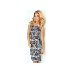 SUKIENKA LADY KWIATY SZARA. Szare sukienki damskie marki Dressroad, na imprezę, s, w kwiaty, z elastanu, eleganckie, bez kołnierzyka, bez rękawów, midi, dopasowane. Za 72,00 zł.