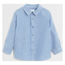 Mango Kids - Koszula dziecięca Henry 80-104 cm. Niebieskie koszule chłopięce z bawełny, casualowe, długie. Za 59,90 zł.