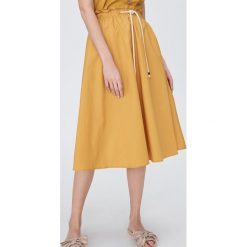 Rozkloszowana spódnica midi z wiązaniem - Żółty. Żółte spódniczki damskie Sinsay, s, bez wzorów, midi, rozkloszowane. Za 59,99 zł.