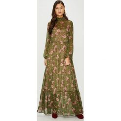 Answear - Sukienka Heritage. Brązowe długie sukienki ANSWEAR, l, z tkaniny, eleganckie, ze stójką, z długim rękawem, proste. W wyprzedaży za 239,90 zł.
