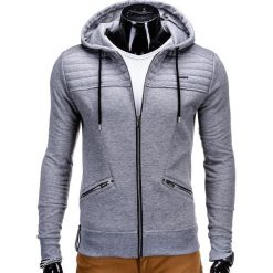 Bluzy męskie: BLUZA MĘSKA ROZPINANA Z KAPTUREM B550 - SZARA