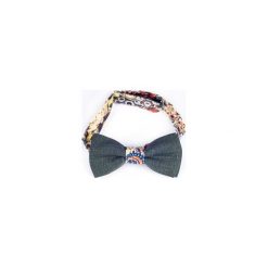 MUCHA LNIANA GOTOWA GREEN FLOWERS. Zielone muszki męskie marki R3s men's accessories, bez wzorów, ze lnu. Za 59,00 zł.