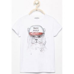 T-shirt z kotem - Biały. Białe t-shirty damskie marki Reserved, l. Za 29,99 zł.
