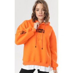 Pomarańczowa Bluza Corealora. Pomarańczowe bluzy damskie Born2be, s, bez wzorów, bez rękawów, z kapturem. Za 89,99 zł.