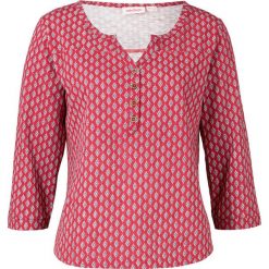 Shirt z dekoltem henley bonprix czerwony wzorzysty. Czerwone koszulki damskie bonprix, bez wzorów, z bawełny, bez kołnierzyka, bez rękawów. Za 37,99 zł.